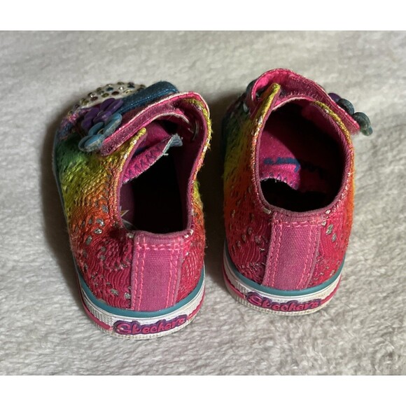 Twinkle Toes Skechers Toddler Size 5 Glitter Hook Loop Light-Up Shoes - Picture 5 of 9